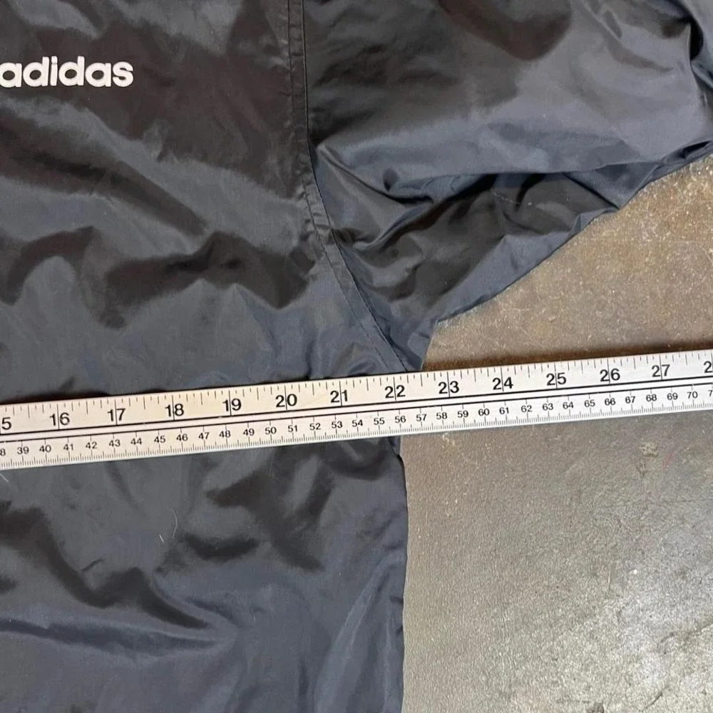 Vintage 90s Adidas black and white long windbreaker jacket men's XL